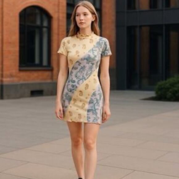 Urban Outfitters - Floral Paisley
Patchwork Bodycon Dress in Yellow Blue size M - Picture 1 of 8